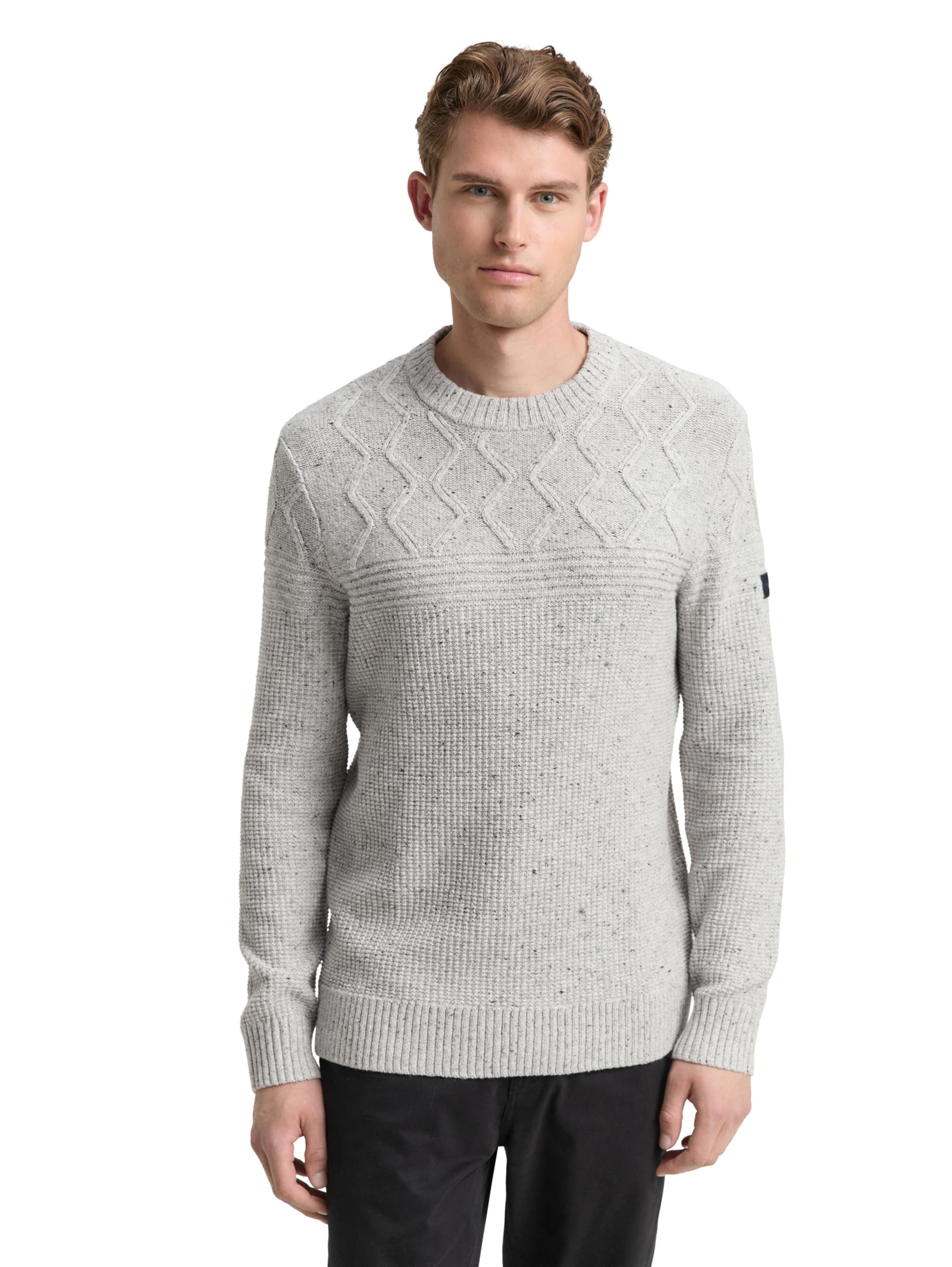TOM TAILOR Herren Strickpullover mit Strukturmix