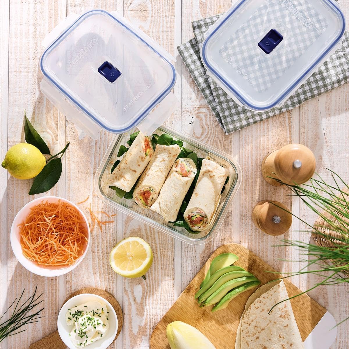 Luminarc Pure Box Active Set of 2 Rect Airtight Glass Containers Set 2 Pieces 38cl - 122cl Sodium Suitable Microwave Safe Refrigerator Recyclable