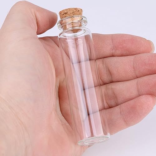 Miniatura 2 de MaxMau Botellas de vidrio pequeñas de 0.7 fl oz, pequeños frascos de vidrio, frascos con tapones de corcho, botellas de mensaje, botella de deseos