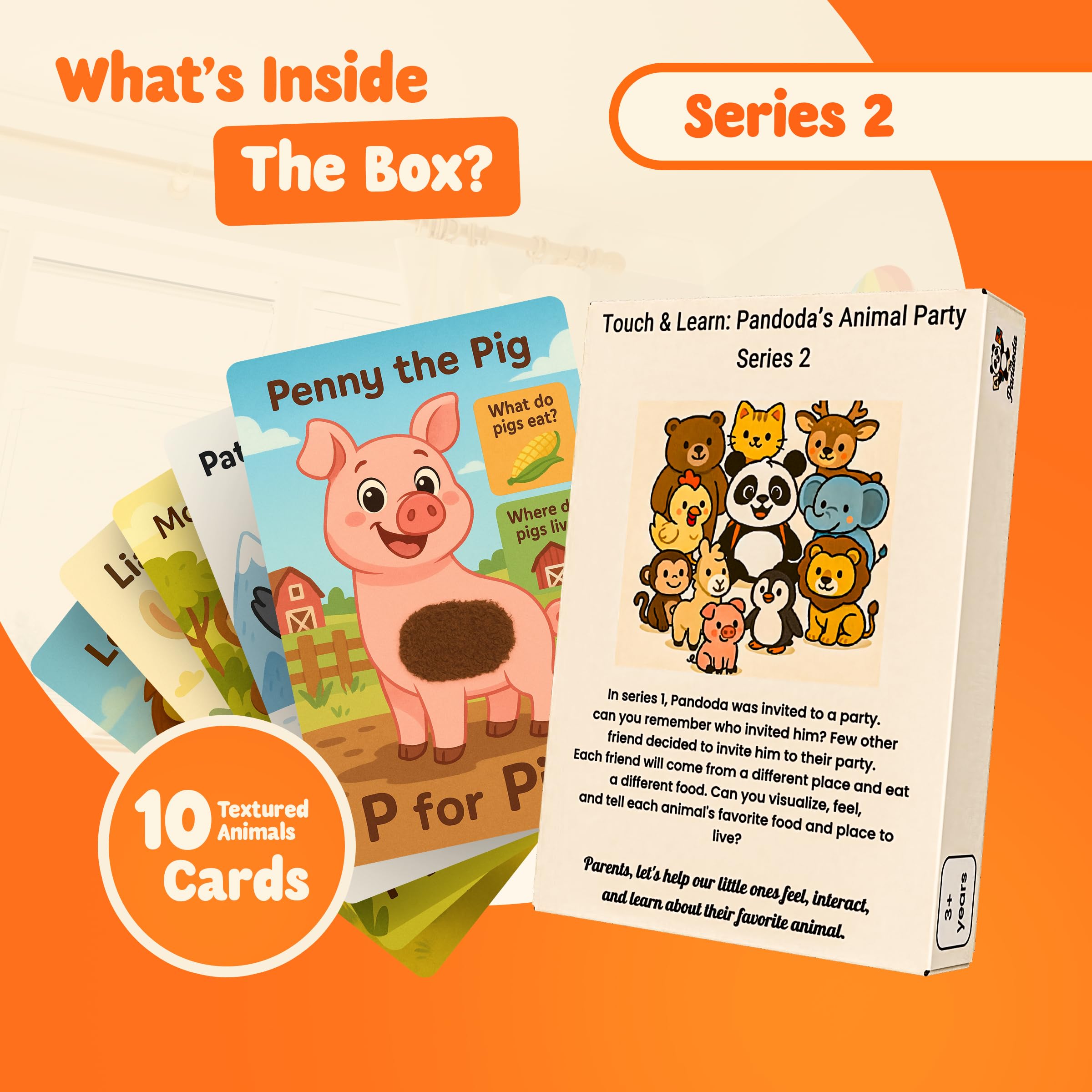 Touch & Feel Textured Animal Flashcards – Montessori Sensory Cards with Embossed Letters for Toddlers | Speech Development, Visual Learning, Travel and Autism-Friendly Play & Party Favors (Series 2)
