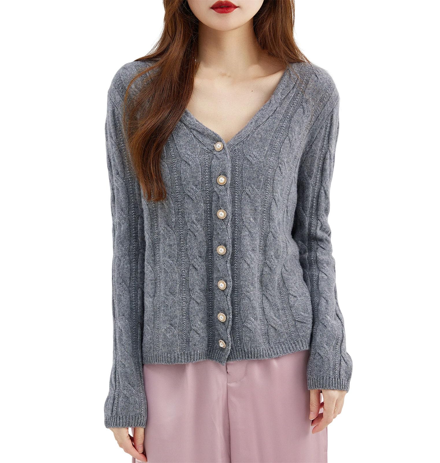Cárdigan de punto para mujer, casual, manga larga, parte delantera abierta, con botones, a la moda, ropa de abrigo