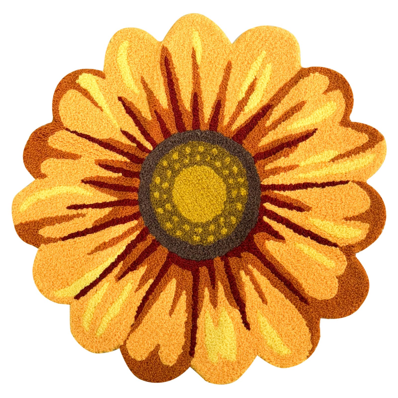 ABREEZE Sunflower Area Rug Mat 25" x 25" Yellow Floral Bathroom Rug Soft Plush Flower Doormat Non-Slip Rustic Small Carpet Handmade Floral Door Mat