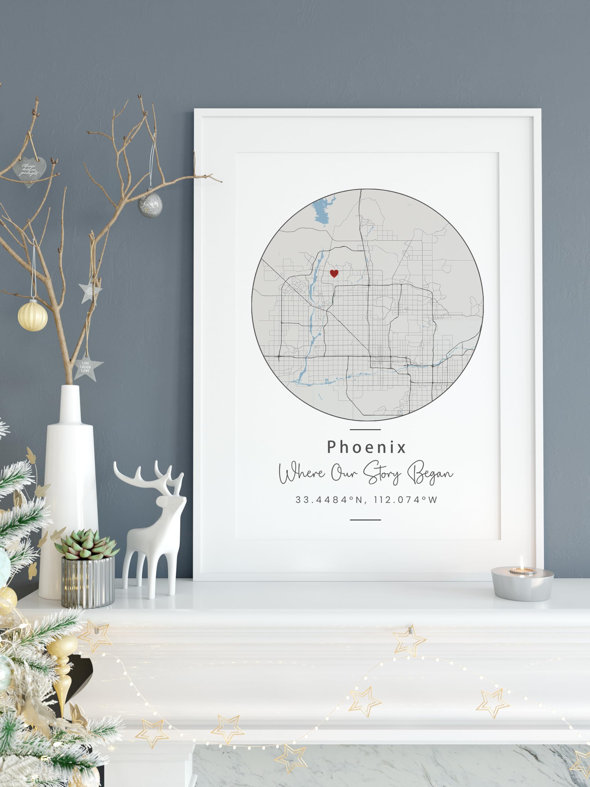 Personalised Where We Met | First Date, Engaged | Wedding Day | Location Print Map - Gift For Wife, Husband, Girlfriend, Boyfriend - Perfect On Valentine'S Day Gifts Anniversary, Birthday (style 4)