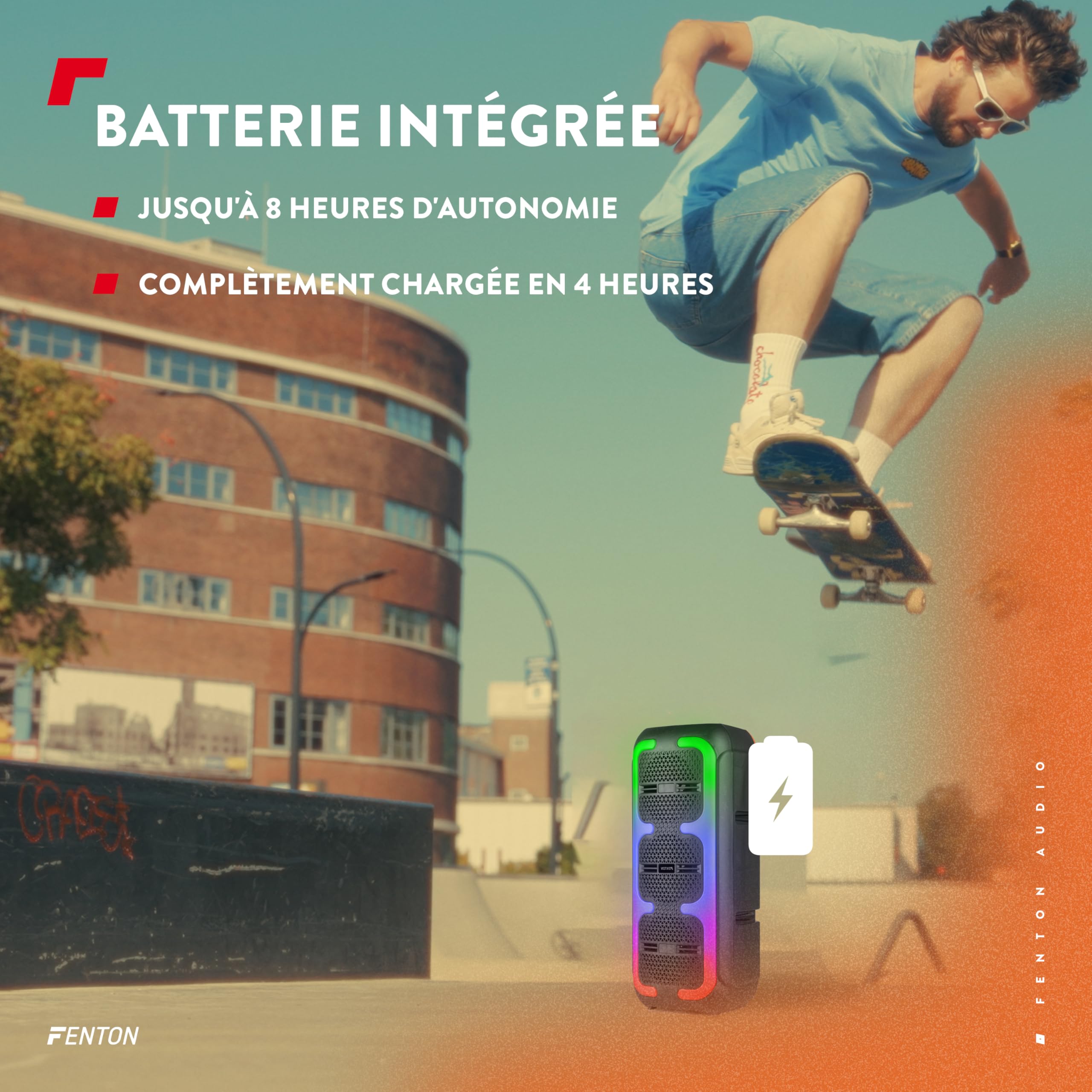 Fenton Track310 Enceinte Portable Bluetooth 120W LED Batterie 8H