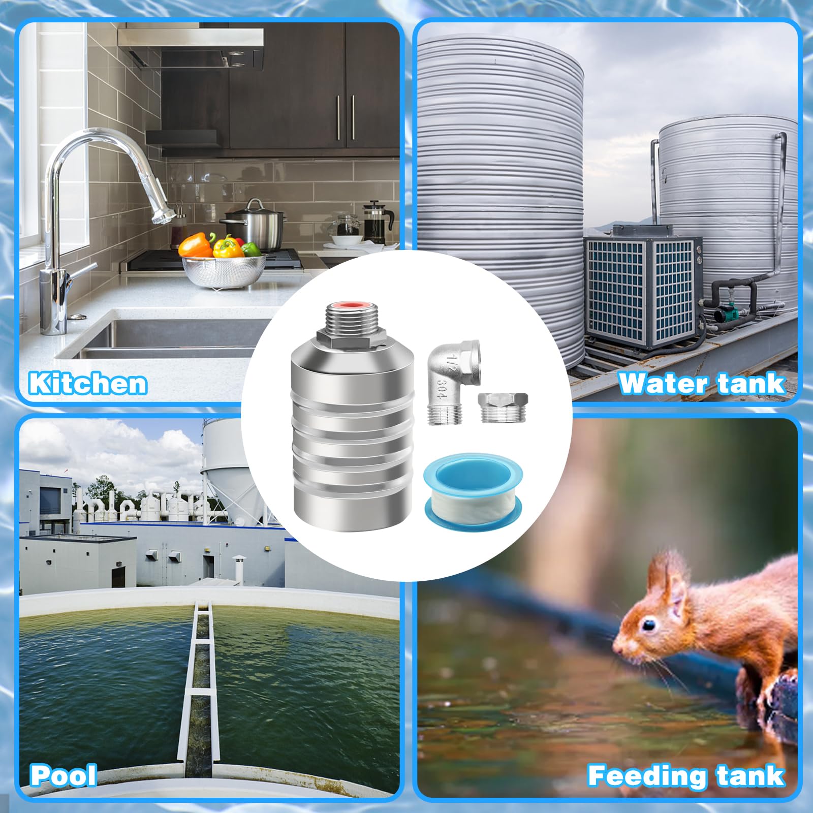 Stainless Steel Fully vannes à flotteur entièrement automatiques en acier inoxydable 304 pour réservoir d'eau, vanne à flotteur remplissage automatique pour piscine, vanne à flotteur d'arrêt