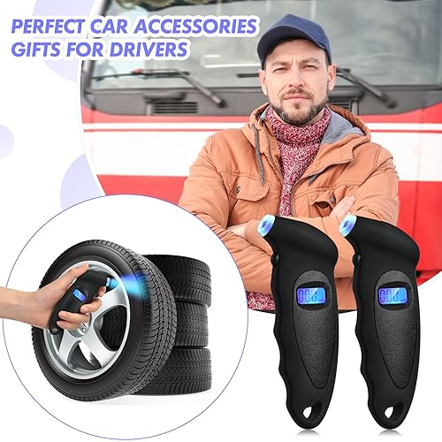 Miniatura 6 de 10 medidores digitales de presión de neumáticos, 150 PSI, 4 ajustes para automóvil, camión, motocicleta, bicicleta con boquilla iluminada, LCD