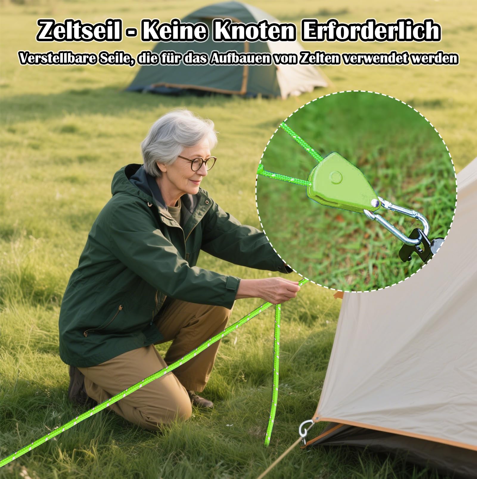 Abspannseile mit Seilspanner,4m Outdoor-Abspanngurte, 4mm Zelt-Spannseile  mit S-frmigem Aluminium-Spannregler und Aufbewahrungstasche, Geeignet fr  Zelte, Markisen, Camping, Backpacking (Grn) : Amazon.de: Baumarkt