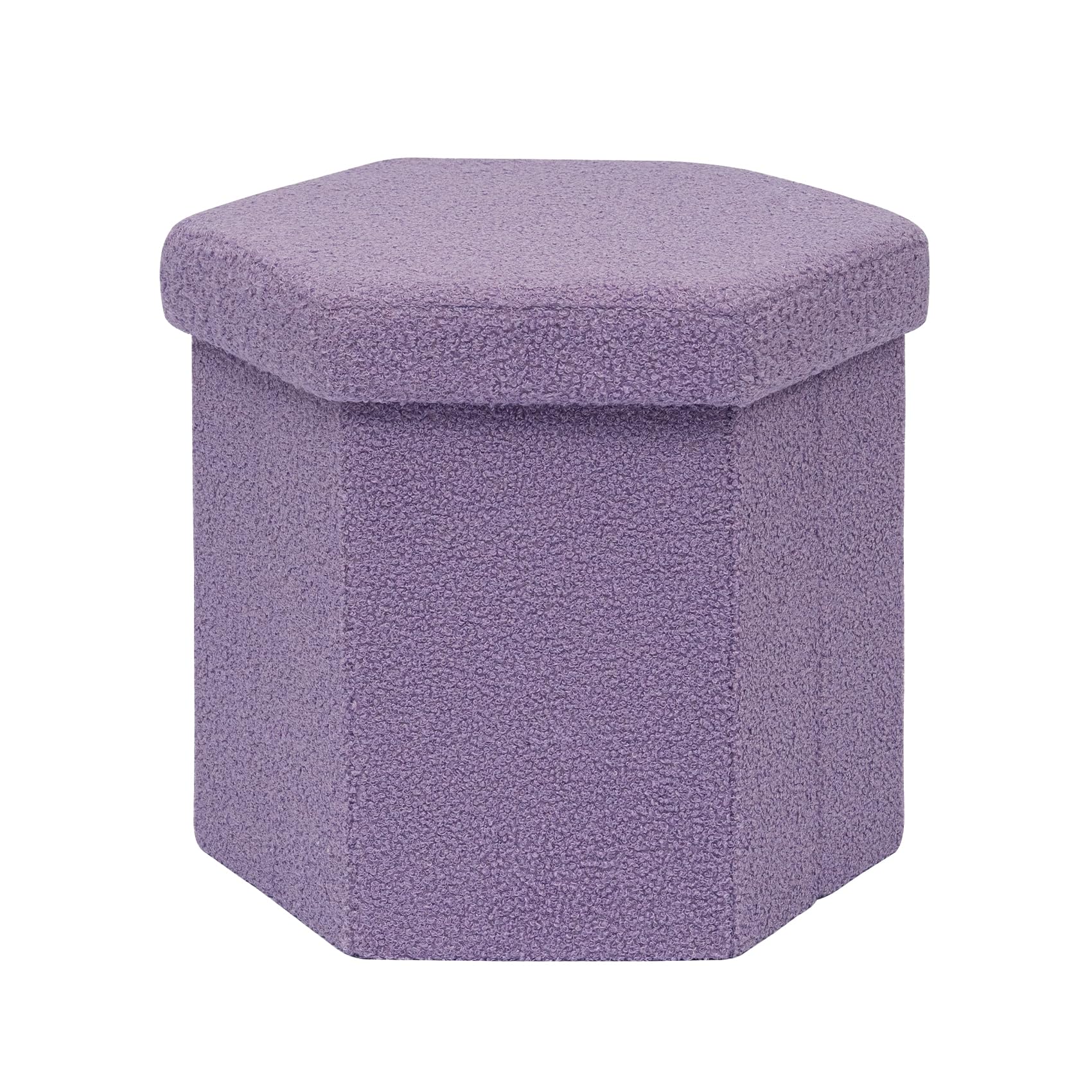 Bonlife Folding Storage Ottoman Hexagonal, Footrest with Chest Box, 43cm