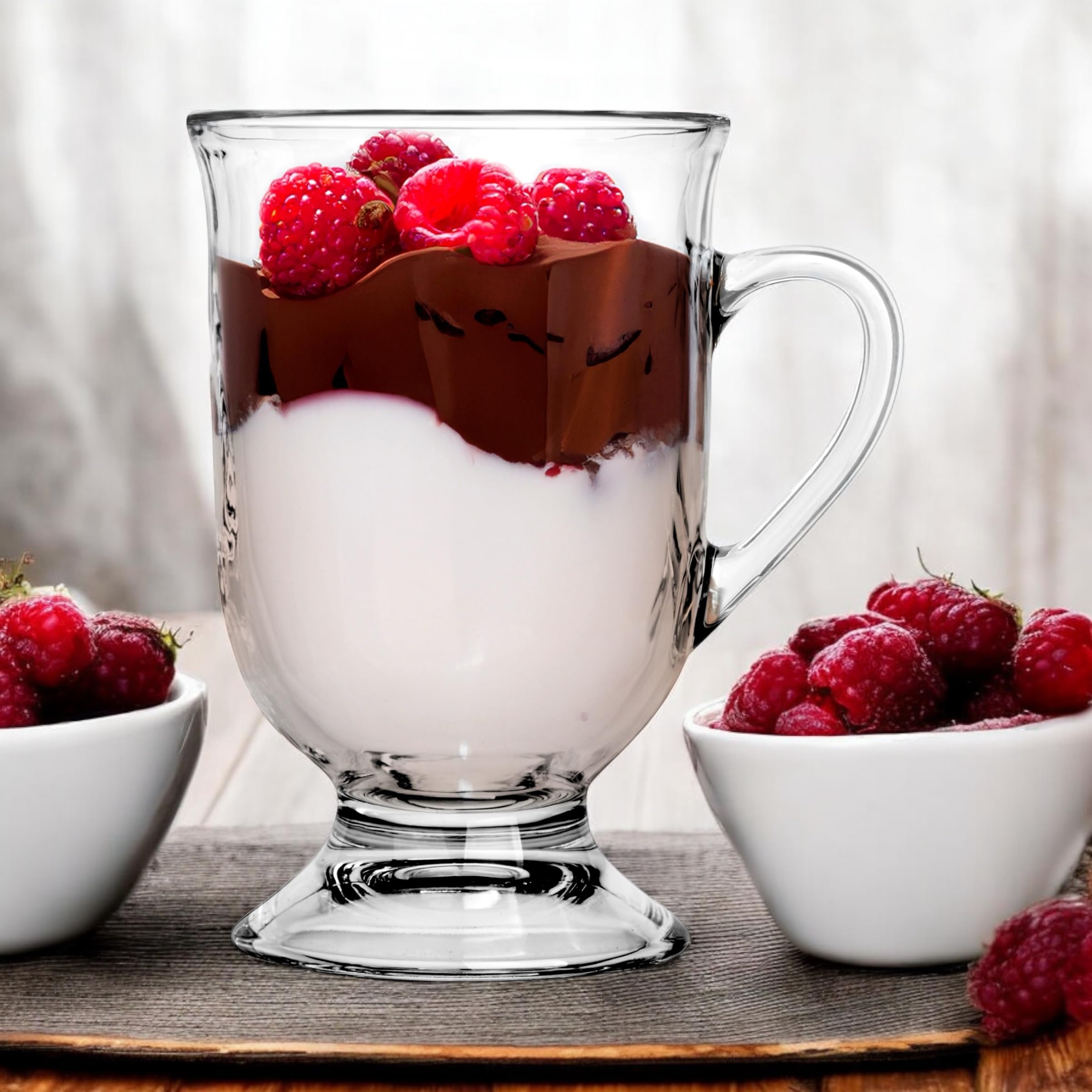 Trinkgläser Set 420 ml – 24 Stück Wassergläser Perfekt für Kaffee, Tee und heiße Getränke - Dessertgläser - Ergonomischer Griff - Spülmaschinenfest - Ideal für Zuhause und Büro