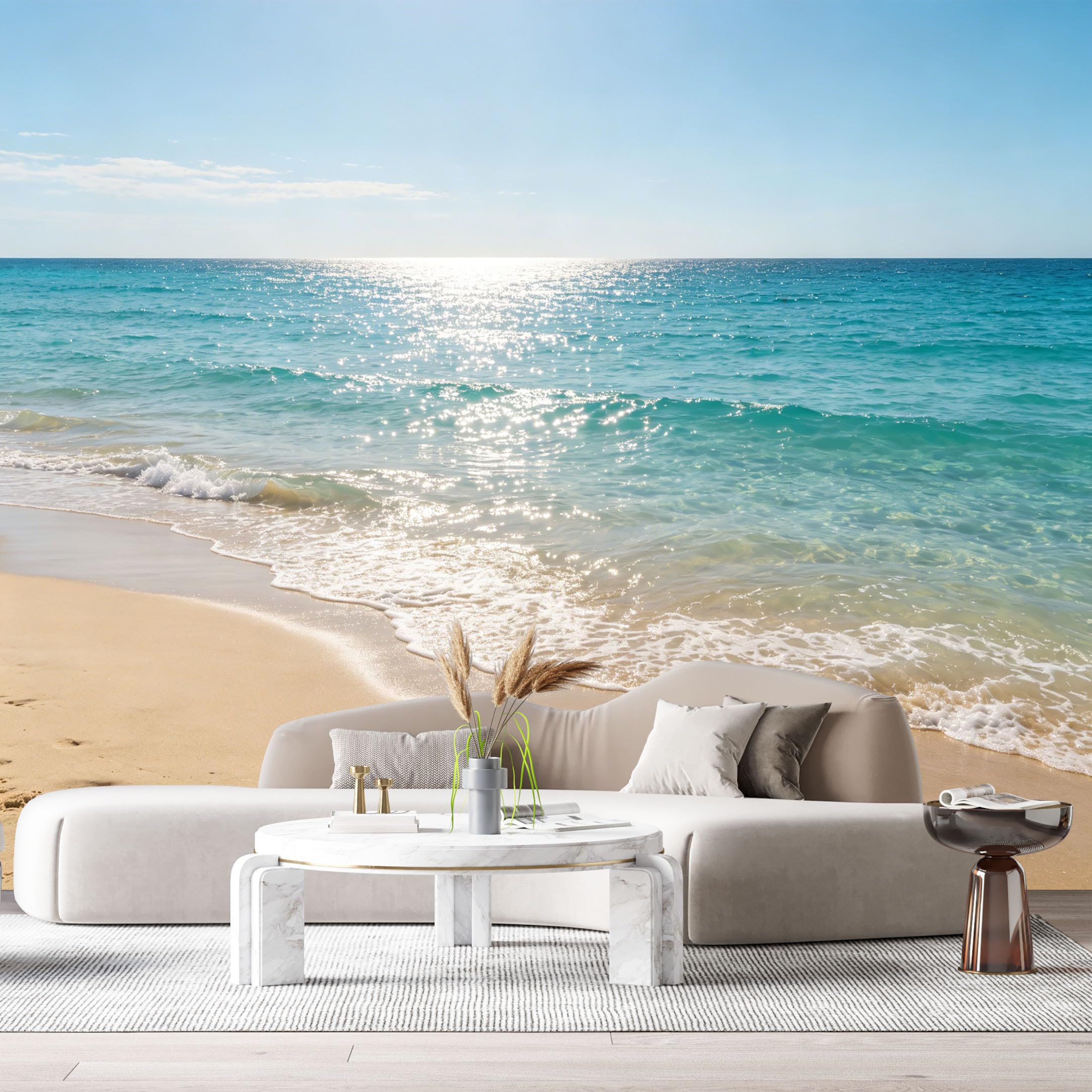 Custom Size Wall Murals Coastal Ocean Marine Tropical Beach Sun Horizon SelfAdhesive Wall Fabric Removable Large Wallpaper for Photo Living Room Interior Decor