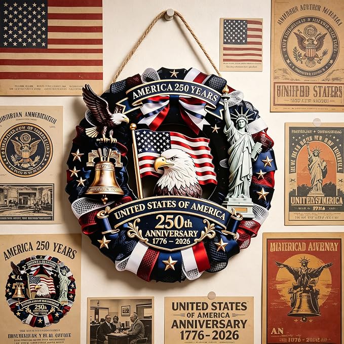 Placa Decorativa Patriótica USA 250 Aniversario 30cm miniatura 4