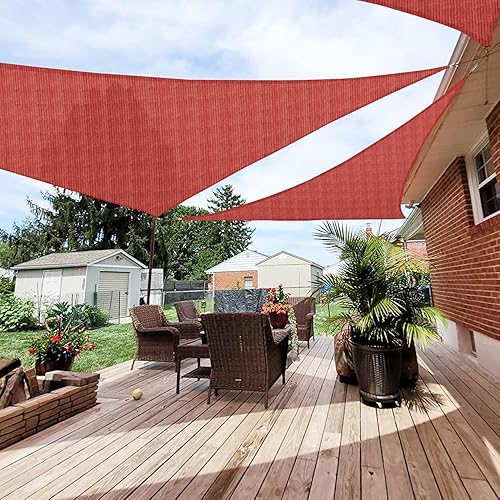 Patio Paradise - Toldo parasol tipo vela triangular de 12 x 12 x 12 pies, color rojo, tela permeable de 180 GSM con protección UV, cubierta superior