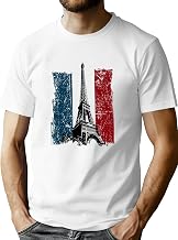 tiorhooe France Men's T-Shirt French Paris Flag Shirt Casual Football Sport Round Neck Tee