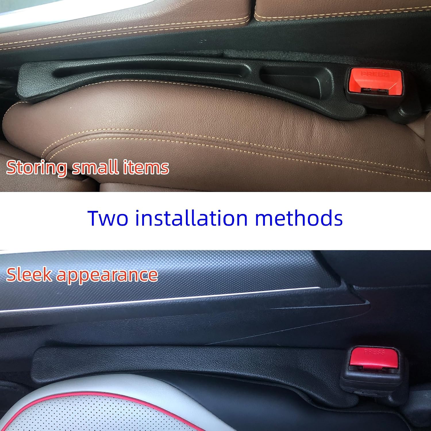 Car Seat Gap Filler Accessories,Storage Organizer Fit Car SUV Truck Fill The Gap Between Seat & Console Vehicle Console Side Pockets (Black)