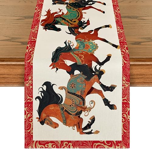 Artoid Mode Corceles de colores chinos del zodiaco caballo feliz 2026 Año Nuevo Lunar, Festival de Primavera Invierno Cocina Comedor Decoración para