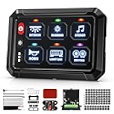 BUMBEE 6 Gang Switch Panel RGB 6-Level Brightness Switches， High Power 3 Silicone Button， Multifunction Toggle Switch Box Circuit Control Relay Momentary Golf Cart Truck SUV RV Offroad Marine