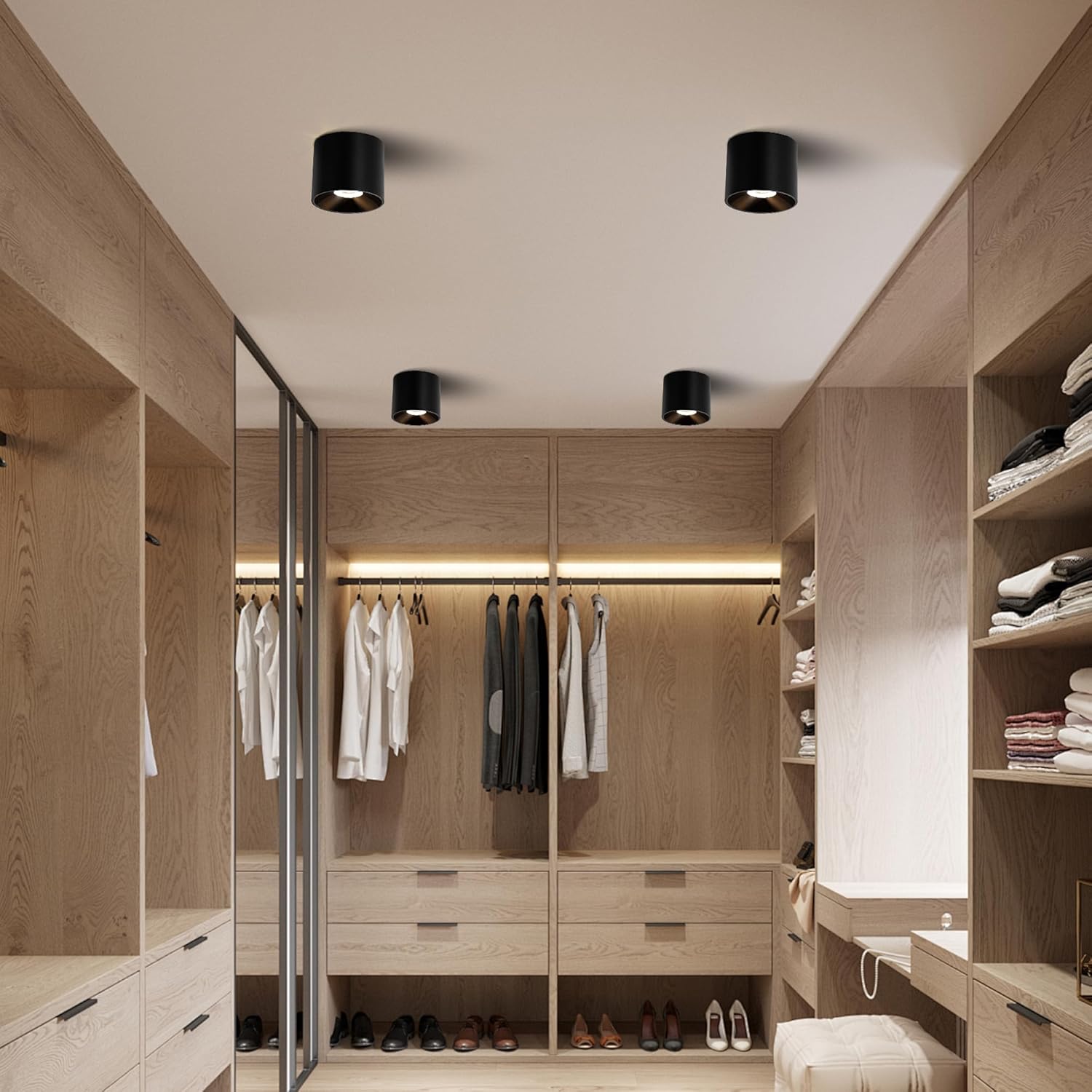 Flush Mount Dimmable Ceiling Light, Modern Close to Ceiling Light Fixtures for Hallway, Closet, 3CCT 2700K-6000K LED Ceiling Light Spot Lights for Living Room Kitchen Entryway Foyer, Black, 3 Pack