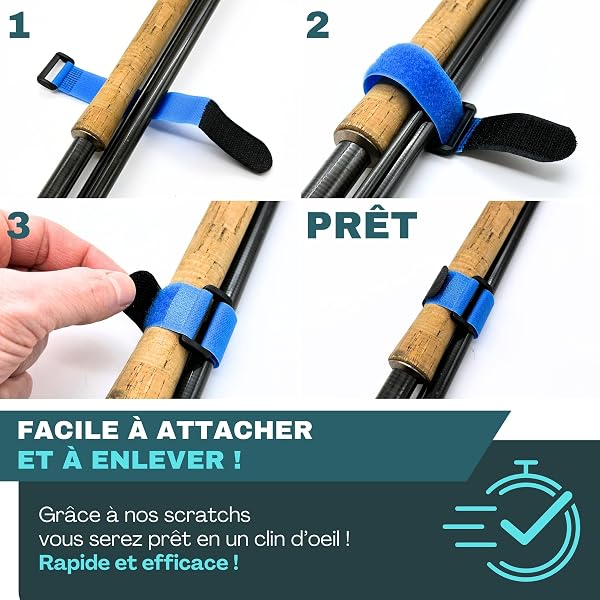 KRAKEN FISHING Scratch pour Canne à pêche [Lot de 6], idéal pour maintenir vos brins de cannes ensemble. Grâce à nos scratchs vous pouvez transporter et stocker vos cannes a peche en toute sécurité. - 3