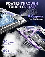 Vista 4 de Plancha inalámbrica para ropa, 1550W Plancha de vapor 2-en-1 inalámbrica/con cable, suela de cerámica, apagado automático de 3 vías, autolimpieza