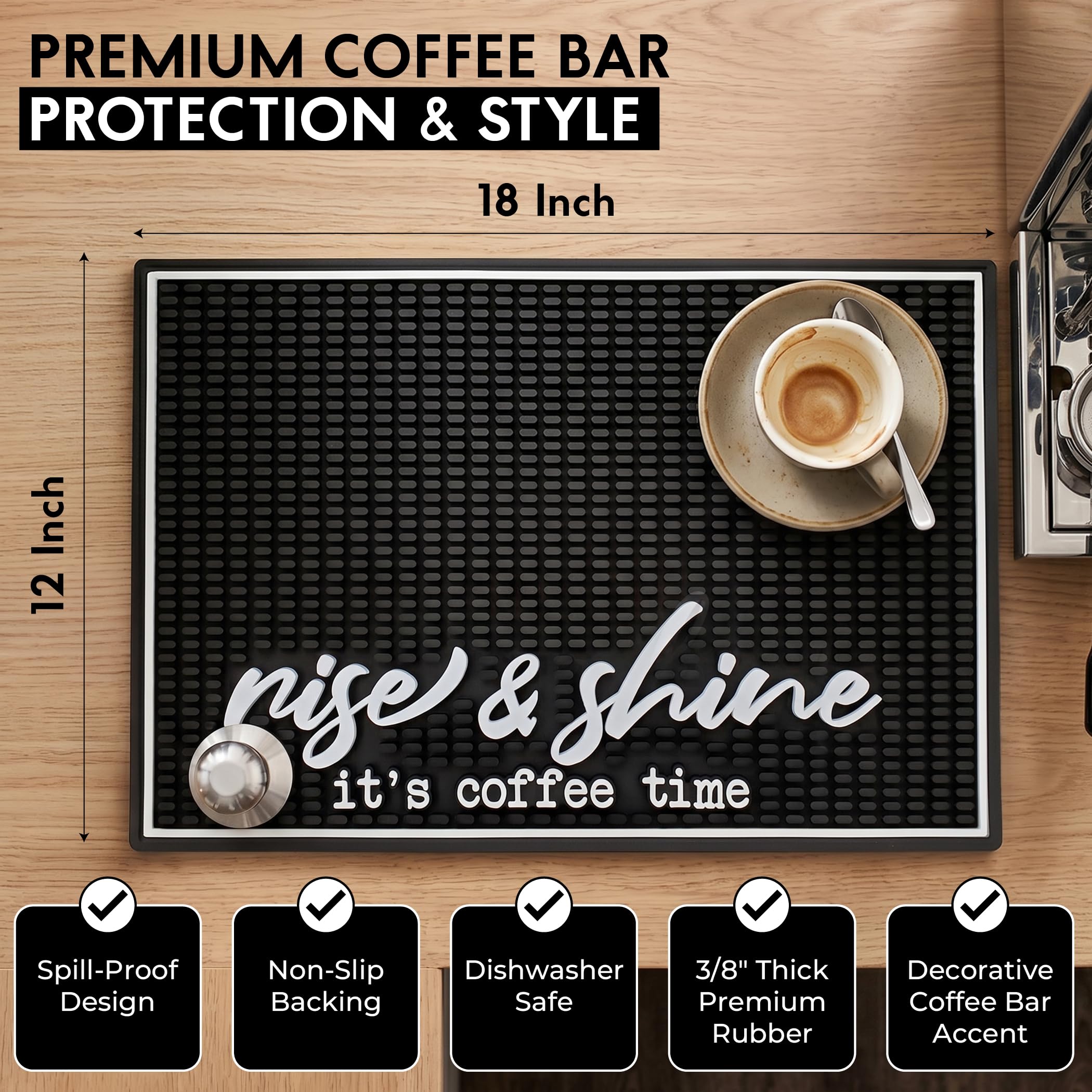 Coffee Bar Mat, Rise and Shine - Coffee Bar Accessories, Station, 18x12 — Amazon image 2
