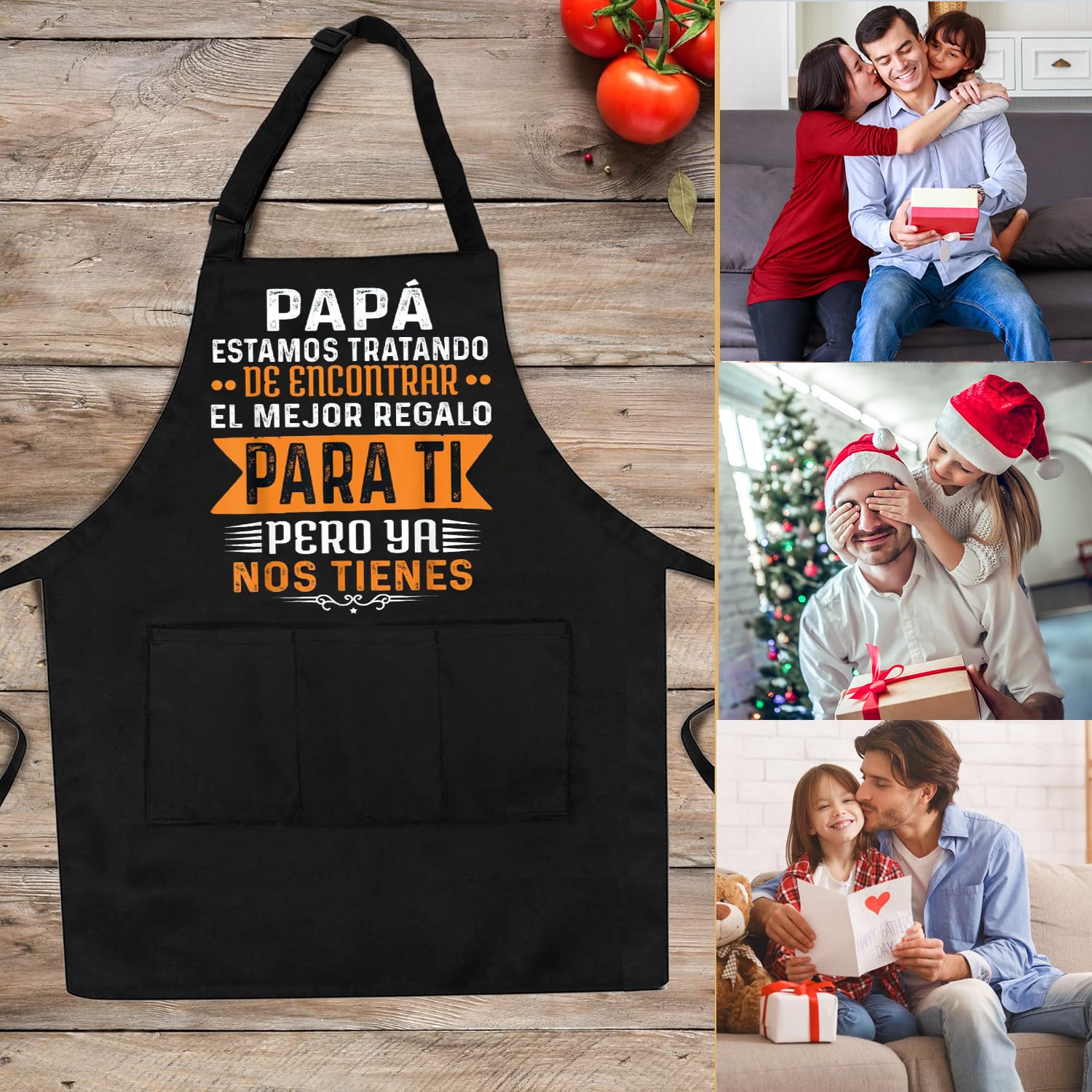 Gkmamrg Papá Delantales de Cocina - Regalo para Papá Padre- Delantal ajustable Delantales de chef para cocina, barbacoa, restaurante de jardinería, barbacoa, café Regalo Pere
