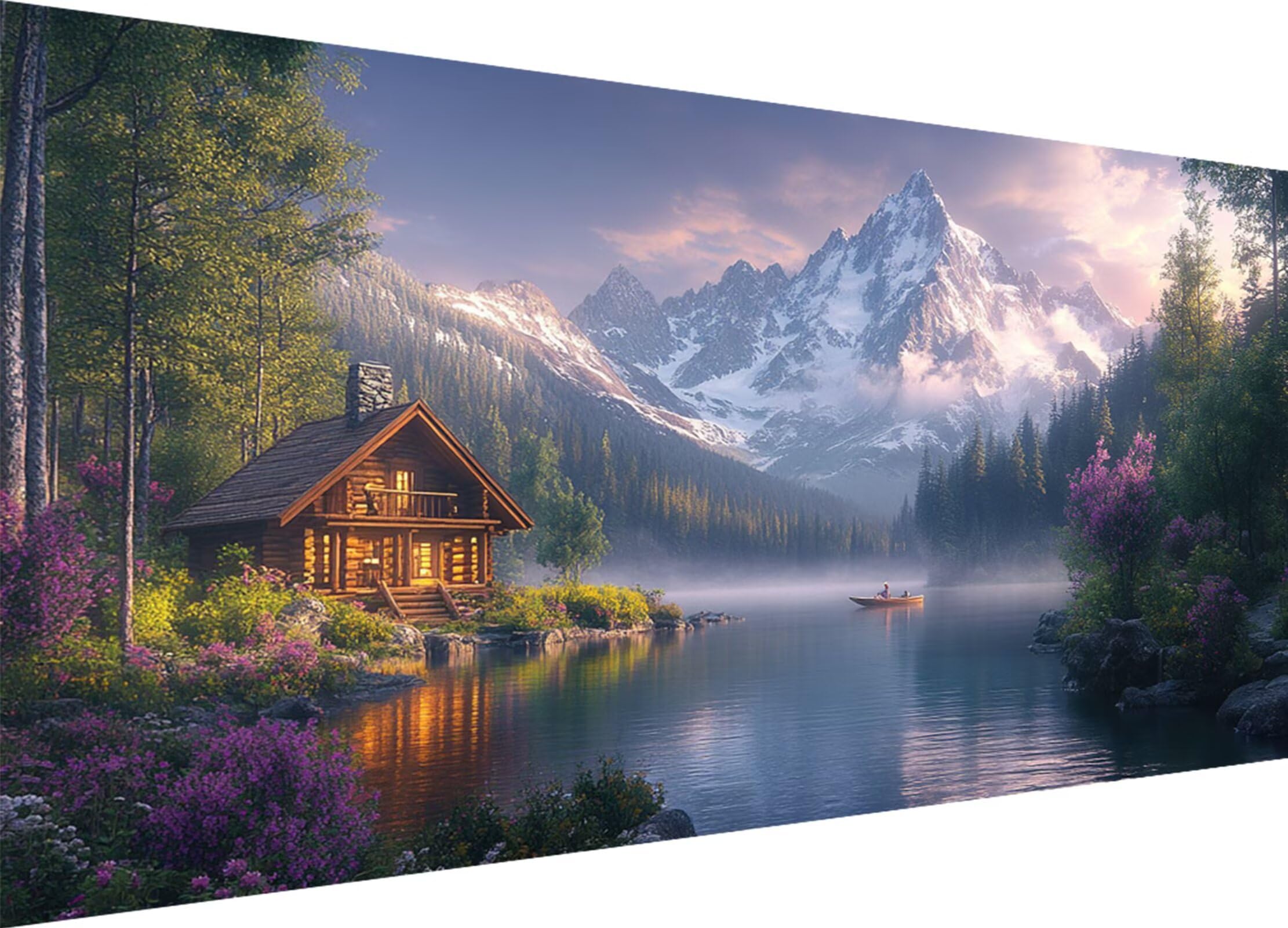 Diamond Painting Landschaft, Diamond Painting Erwachsene Groß XXL mit Leinwand 60 x 120 CM, Diamant Paintings Bilder Kabine Muster, Eckige Steine DIY Bastelset für Zimmer Wanddeko, Geschenke L1-660