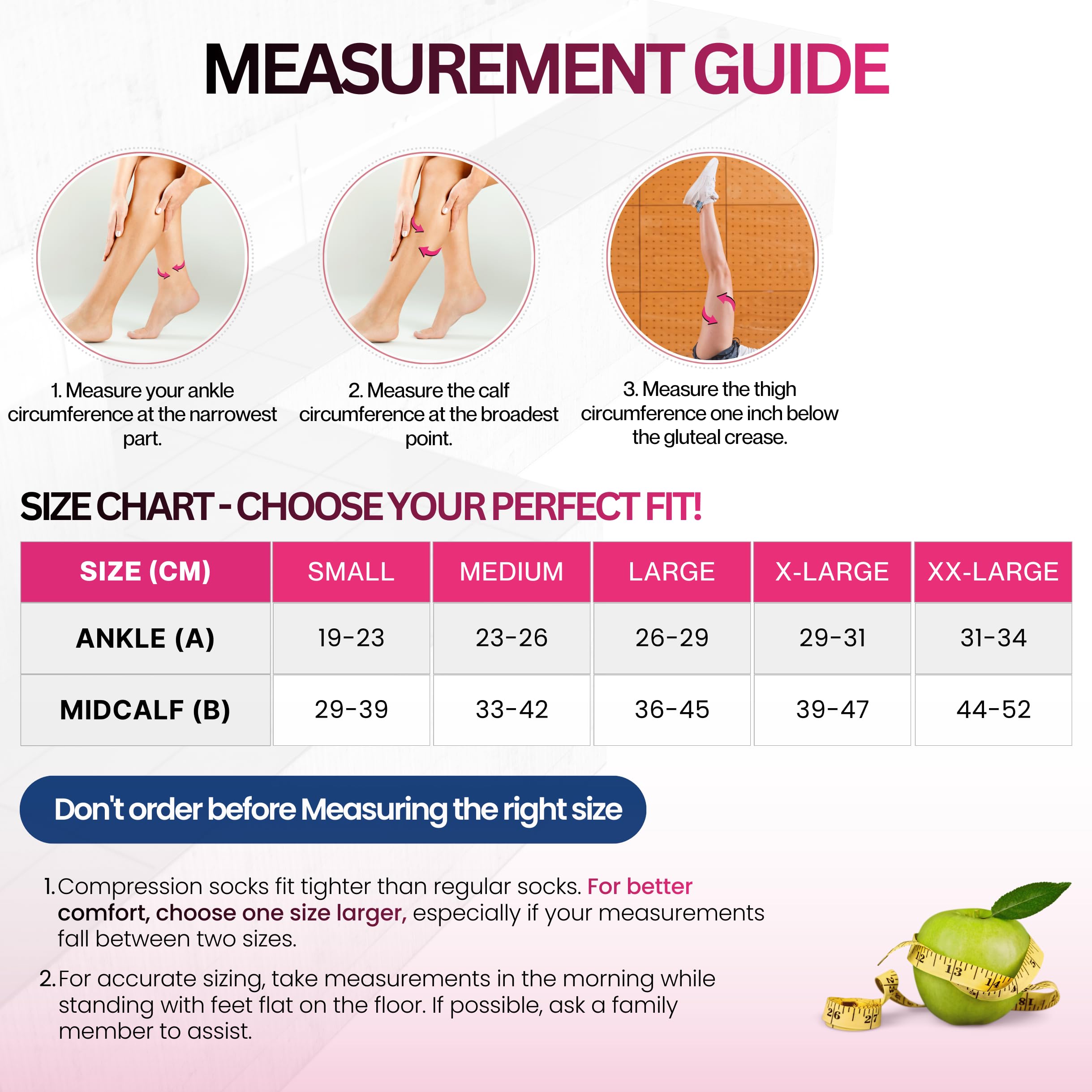 FOWLNEST-PLUS Medical Compression Stockings for Varicose Veins, Swelling & DVT | Class II Knee Length Compression Socks for Men & Women | 23-32 mmHg DVT Stockings - Small