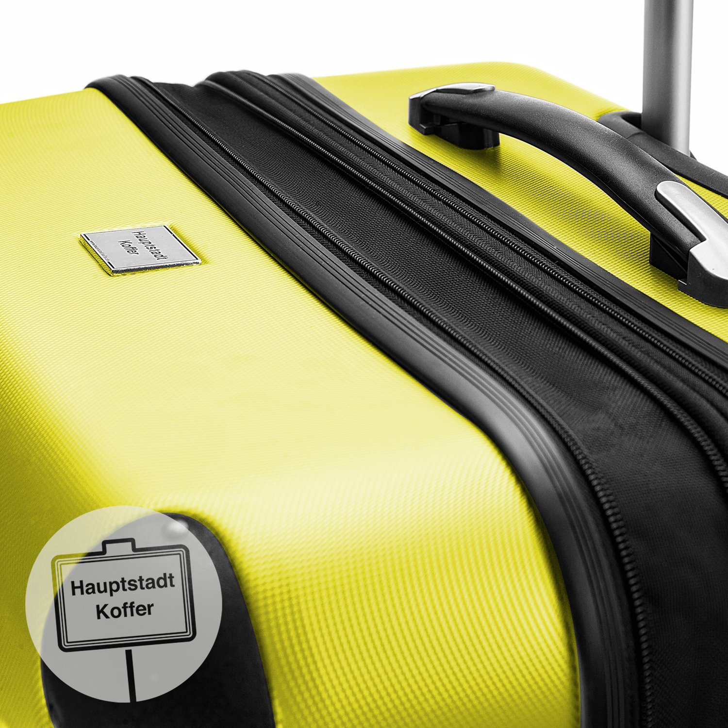 HAUPTSTADTKOFFER - Spree - Set di 2 Valigie Trolley rigido con estensione, ABS, TSA, 4 ruote, 55/65 cm, Giallo-blu scuro