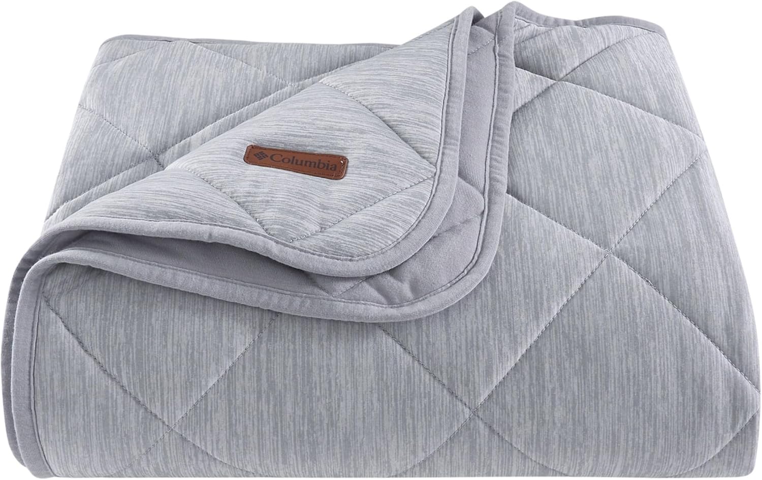 Columbia 50" x 60" Cooling Throw Blanket - Soft and Cozy Home Essentials for Bed and Living Room, 80% Nylon / 20% Polyethylene Heathered, 6" Diamond Quilt 100% Polyester Wicking - CLB Grey