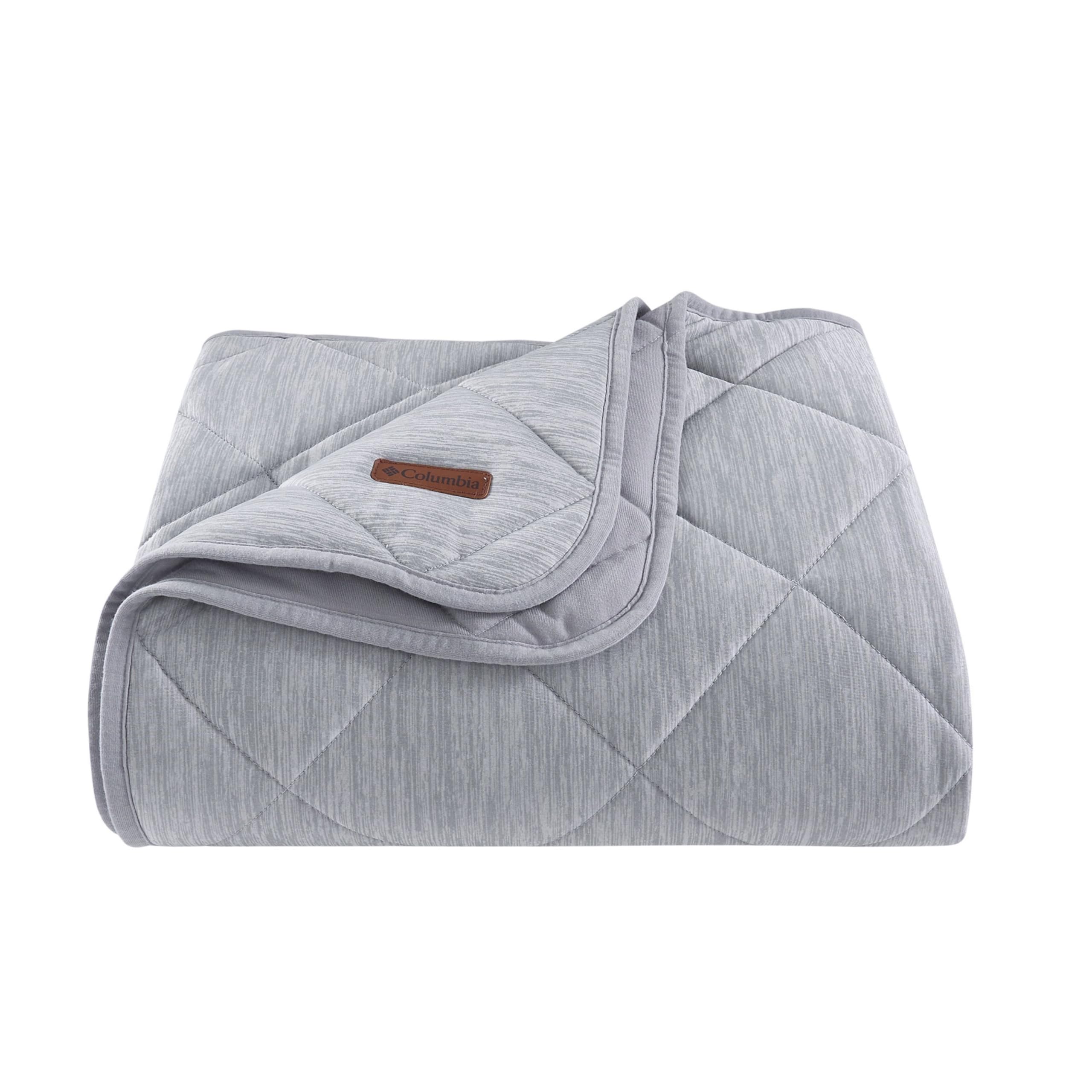 Columbia 50" x 60" Cooling Throw Blanket - Soft and Cozy Home Essentials for Bed and Living Room, 80% Nylon / 20% Polyethylene Heathered, 6" Diamond Quilt 100% Polyester Wicking - CLB Grey