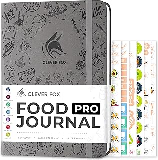 Clever Fox Food Journal Pro – Diet & Wellness Planner for Women & Men – Weight Loss Diary with Calorie Tracker – Food Log for Tracking Meals, Exercise & Weightloss - Undated, 7" x 10" Gray