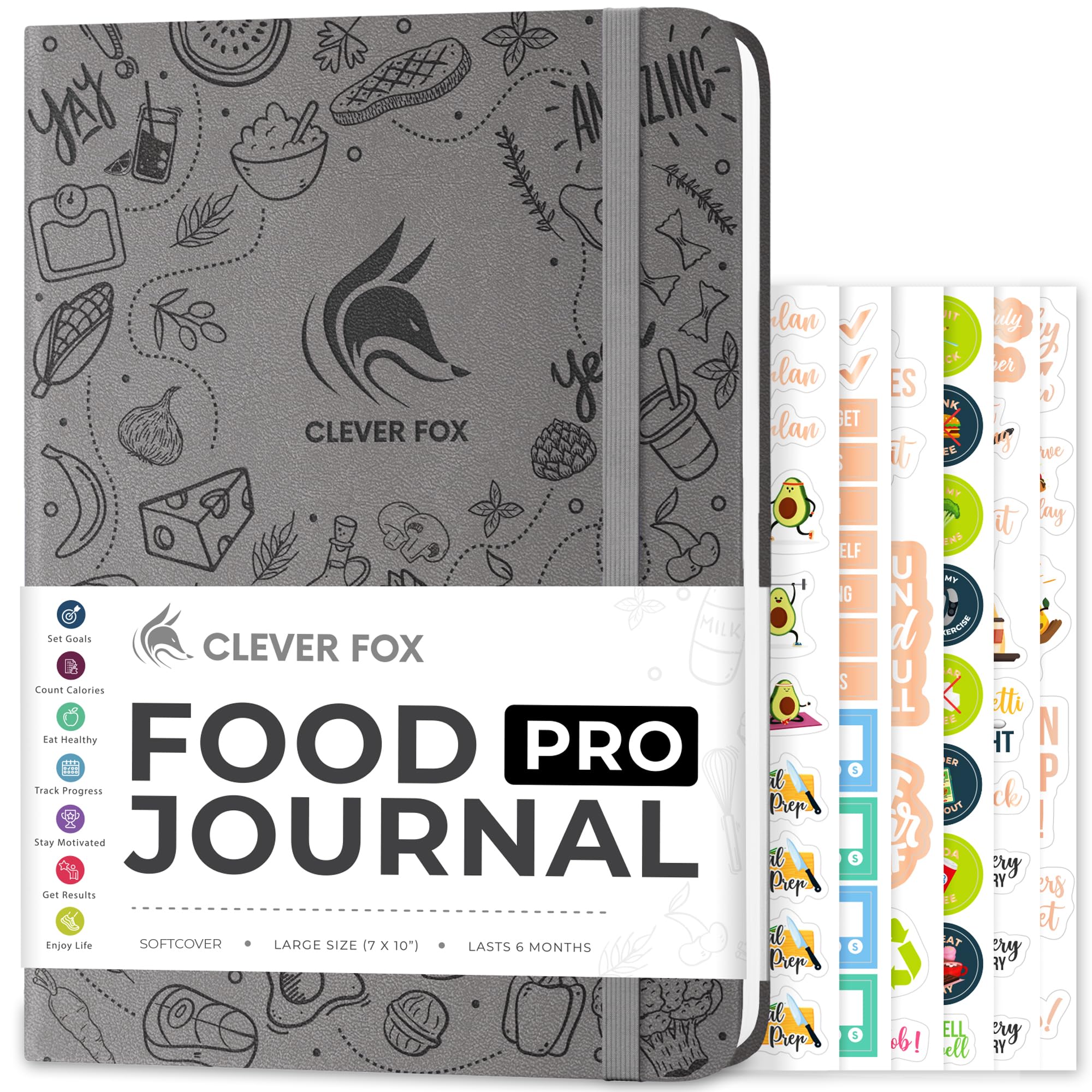 Clever Fox Food Journal Pro – Diet & Wellness Planner for Women & Men – Weight Loss Diary with Calorie Tracker – Food Log for Tracking Meals, Exercise
