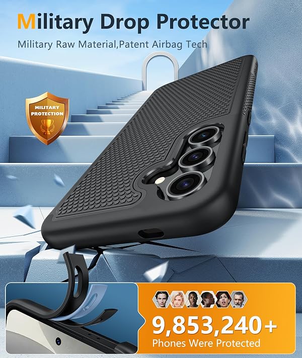 FNTCASE for Samsung Galaxy S24 Case: Dual Layer Heavy Duty Cell Phone Protective Cover Shockproof Rugged with Non-Slip Textured - Military Drop Protection Bumper Tough - 2024, 6.2inch Black by FNTCASE - Image 4