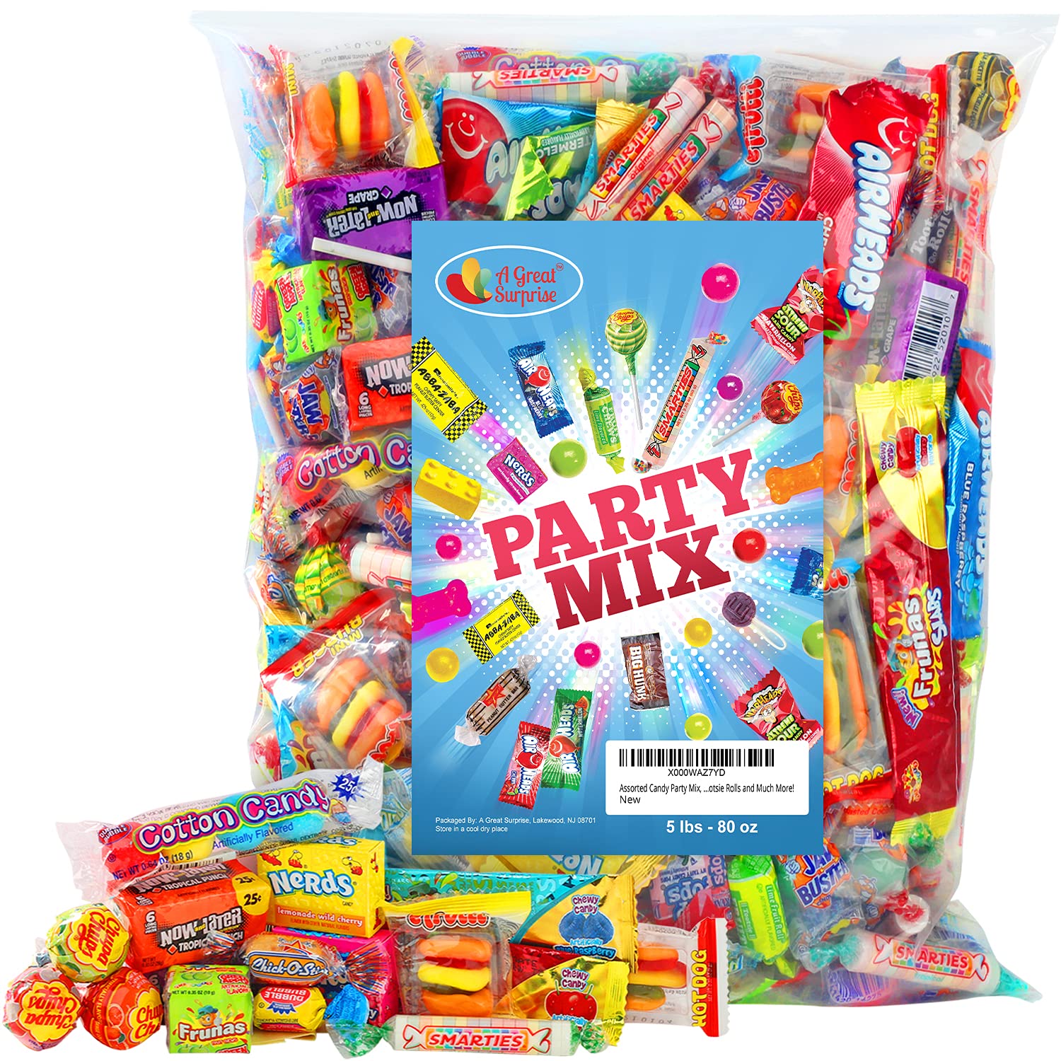 Assorted Candy Party Mix, 5 LB Bulk Bag OVER 275 Pieces Candy Bulk