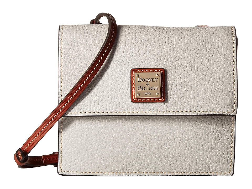 

Dooney & Bourke Pebble Gingy Flap Crossbody (Ecru/Tan Trim) Cross Body Handbags