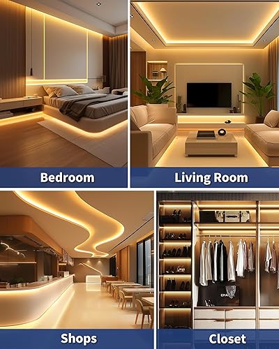 Miniatura 7 de GOOVER COB - Tira de luces LED de 16.4 pies, 3000 K, luz blanca cálida DC 12 V, cinta regulable, Ra 95+, 150+LMFT, 98 LEDsft, 2.2 Wft, 1600 LED,