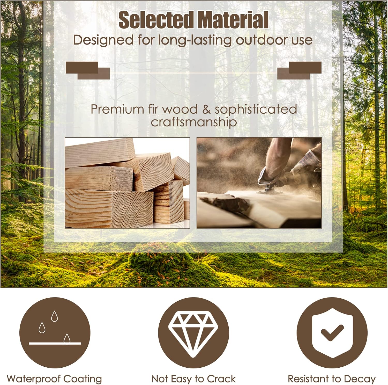 HAPPYGRILL 5FT Wooden Bridge with Safe Chain Railings, Outdoor Small Arc Pond Bridge, Decorative Fir Bridge for Landscaping Garden Pond Stream Courtyard