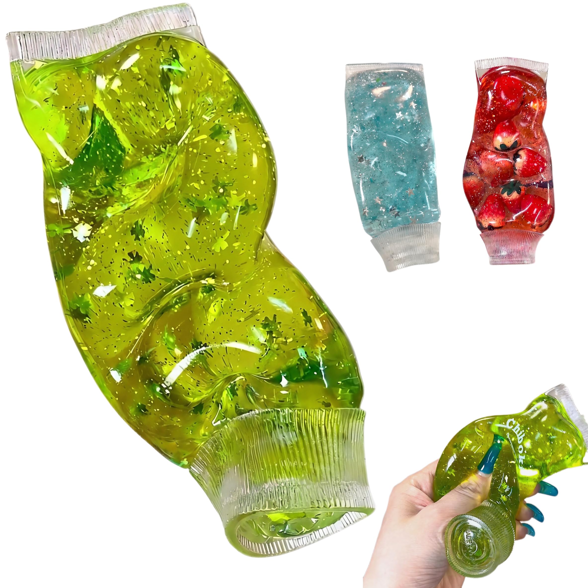 Glossy Toothpaste-Shaped Squishy Toy – Thin Skin Moldable Soft Touch Portable Desk Stress Relief & Focus Aid for Adults and Teens (Green Four-Leaf Clover)-image-43