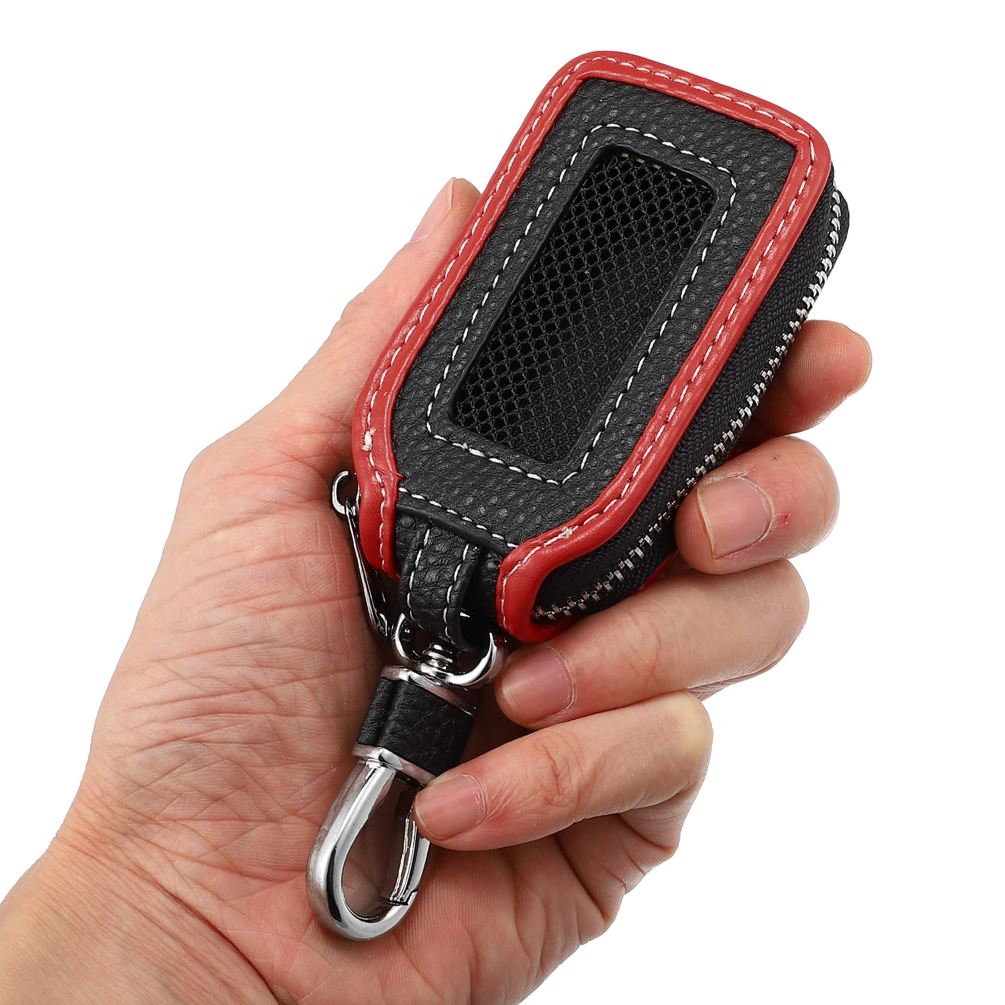 Étui Clé De Voiture En Similicuir Orange Avec Fermeture éclair - Porte-clés, Cartes, Pièces - 7