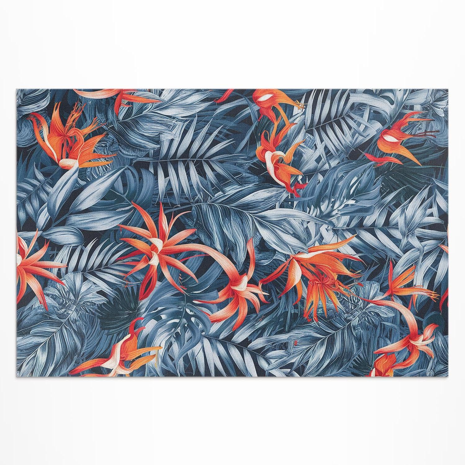 Tapis en vinyle 60x90 cm jungle tropicale imperméable pour balcon et terrasse