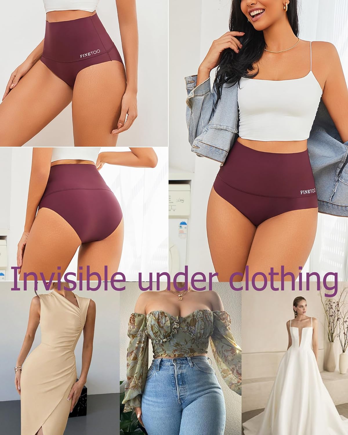 FINETOO Tummy Control Underwear Shapewear for Women Seamless High Waisted Panties Moderate Control Briefs S-3XL - Image 2