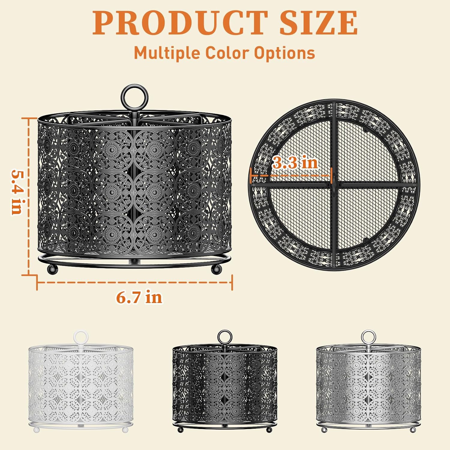 YIUKEA 360° Rotating Utensil Caddy Countertop - Cutlery Silverware Caddy Holder with 4 Compartment - Higher Raised Flatware Organizer with Handle for Party Kitchen Counter Office Black