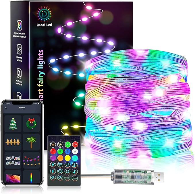 33Ft Smart Fairy String Lights, 100 LEDs APP Controlled USB Led String