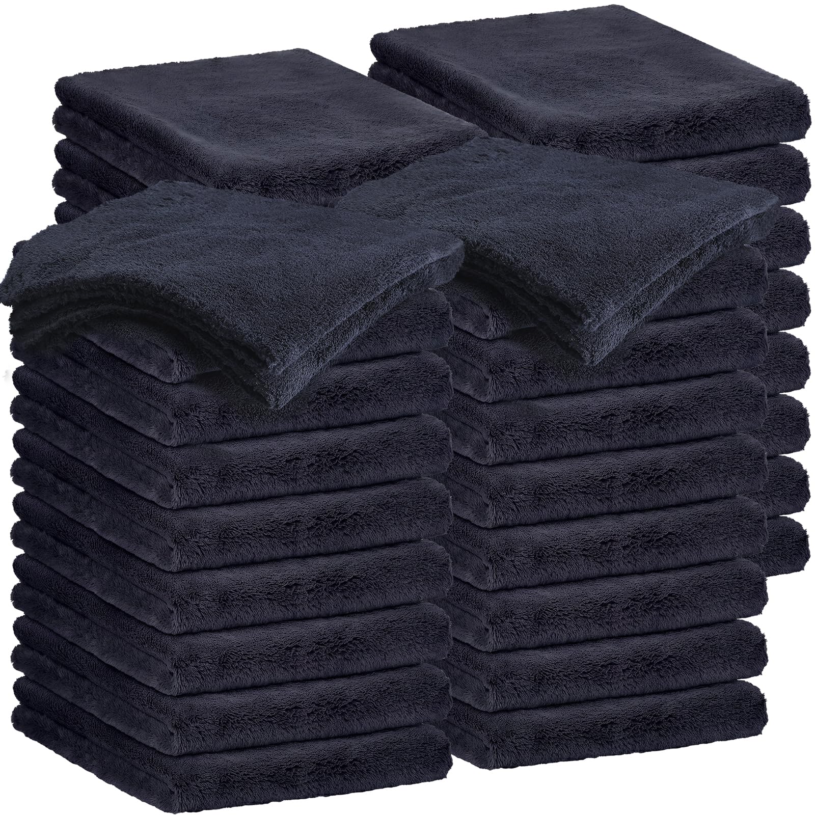 Shimeyao 40 Stück randlose Mikrofaser-Plüsch-Handtücher für Autos, Details, Trocknen, Waschen, Polieren, saugfähige Reinigungstücher, 500 g/m² (40 x 40 cm, schwarz)