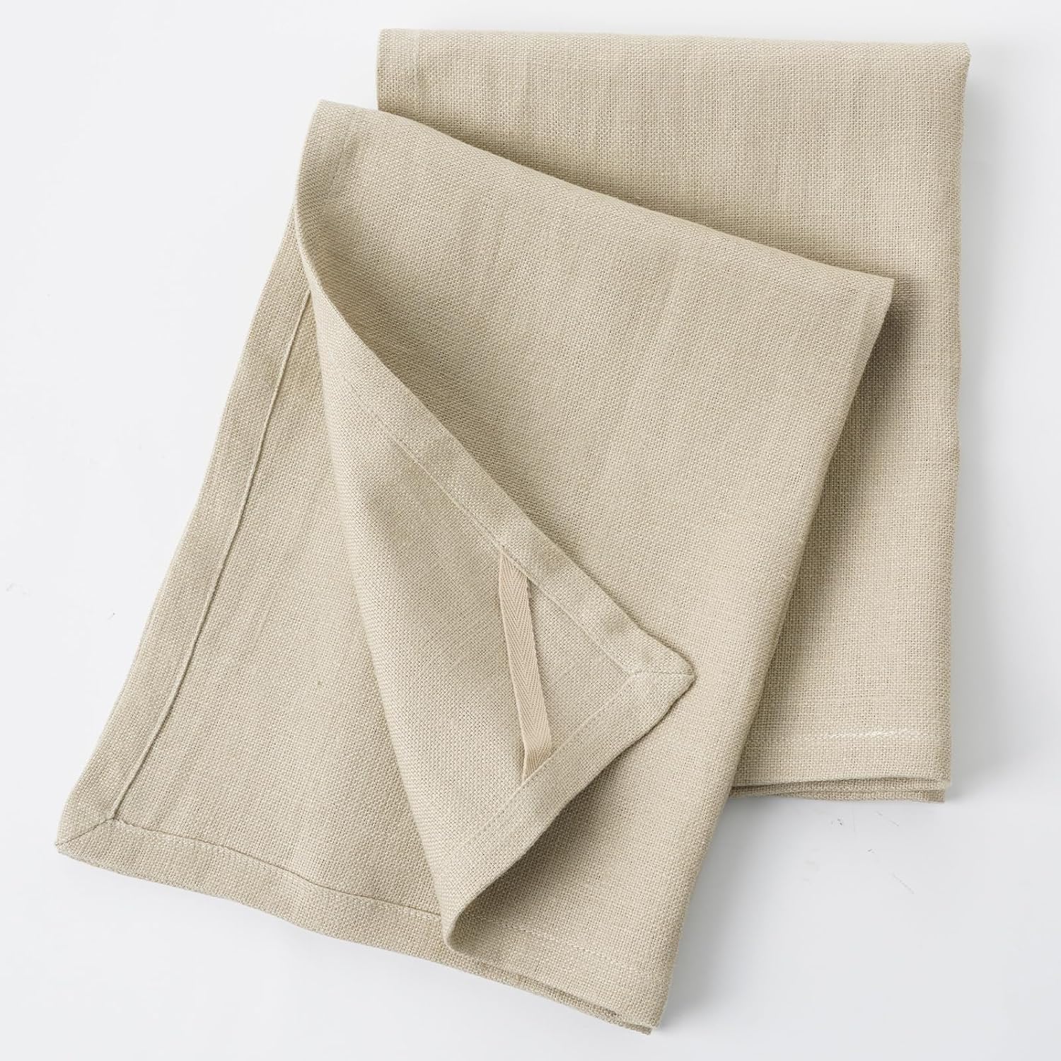 Linen Thick Kitchen Towels Set of 2-100% Linen Dish Towels with Hanging Loops, Super Soft Quick Dry Tea Towels Stonewashed and Handcrafted 17.7 x 23.6 Inch,Dark Apricot