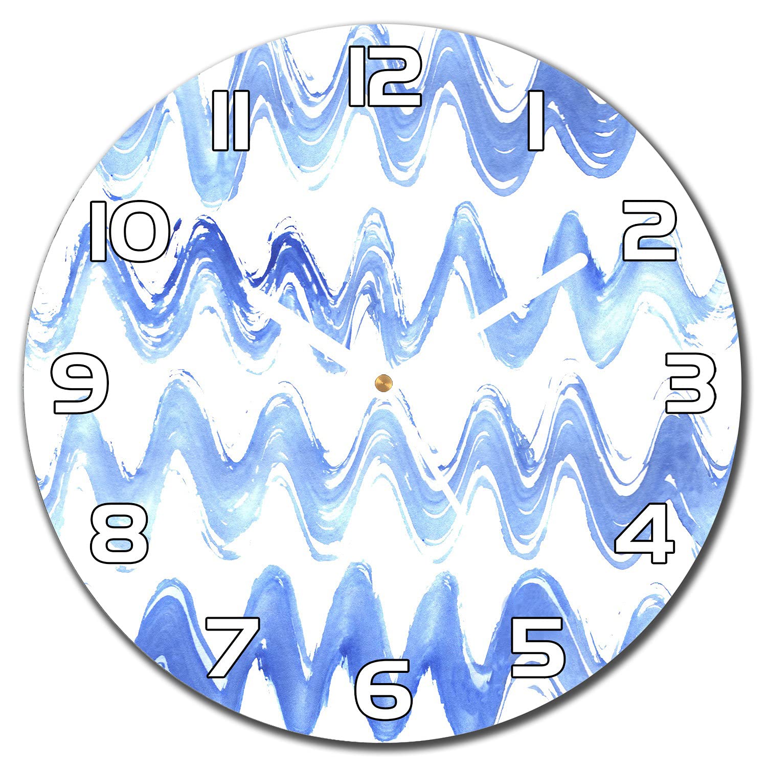 Horloge Murale Verre Sécurité Cuisine Salon Moderne Décoration Murale Vagues Abstraites