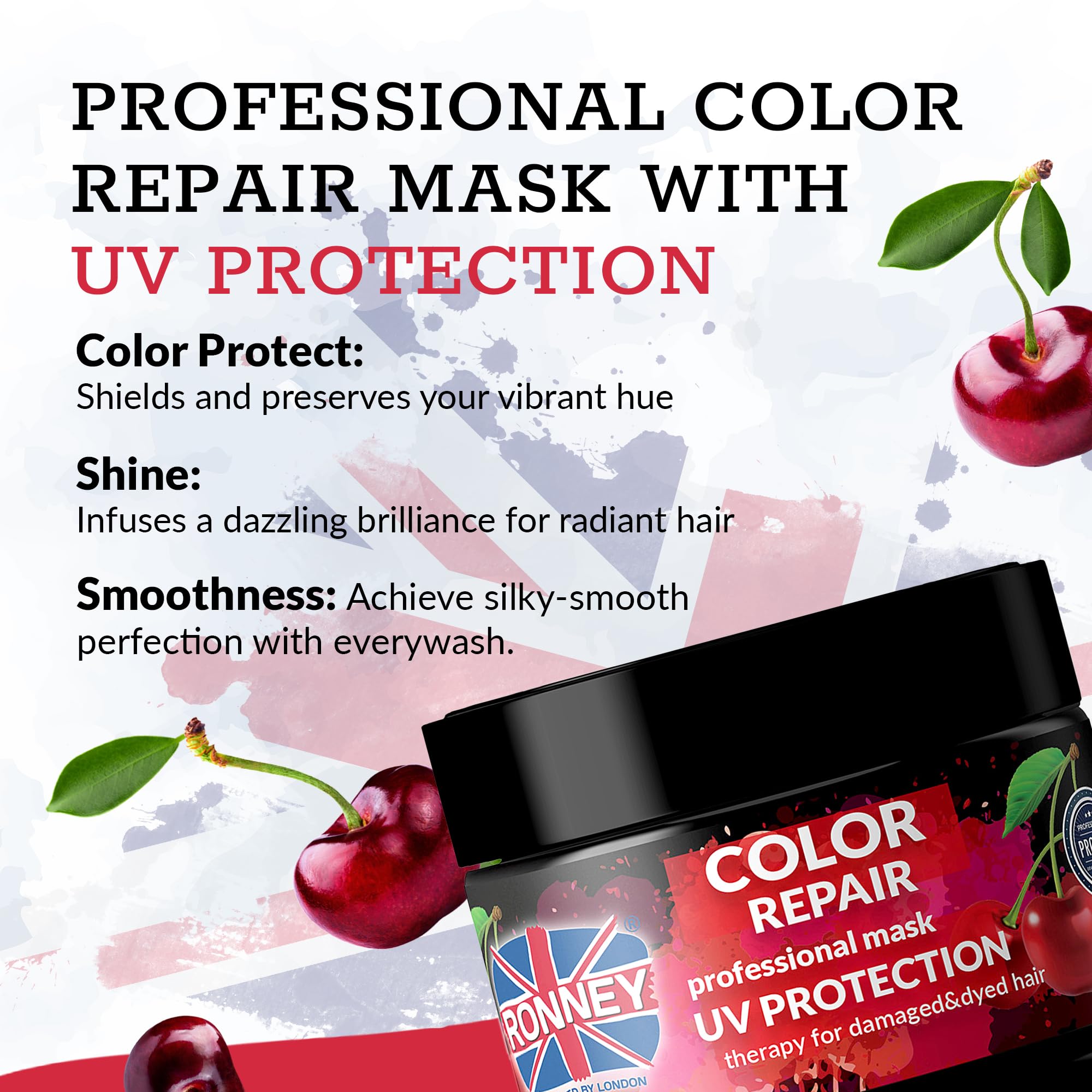 RONNEY Hair Mask for Coloured Hair with Cherry Extract, 300 ml Professional Colour Repairing and Restoring with UV Protection - Image 3