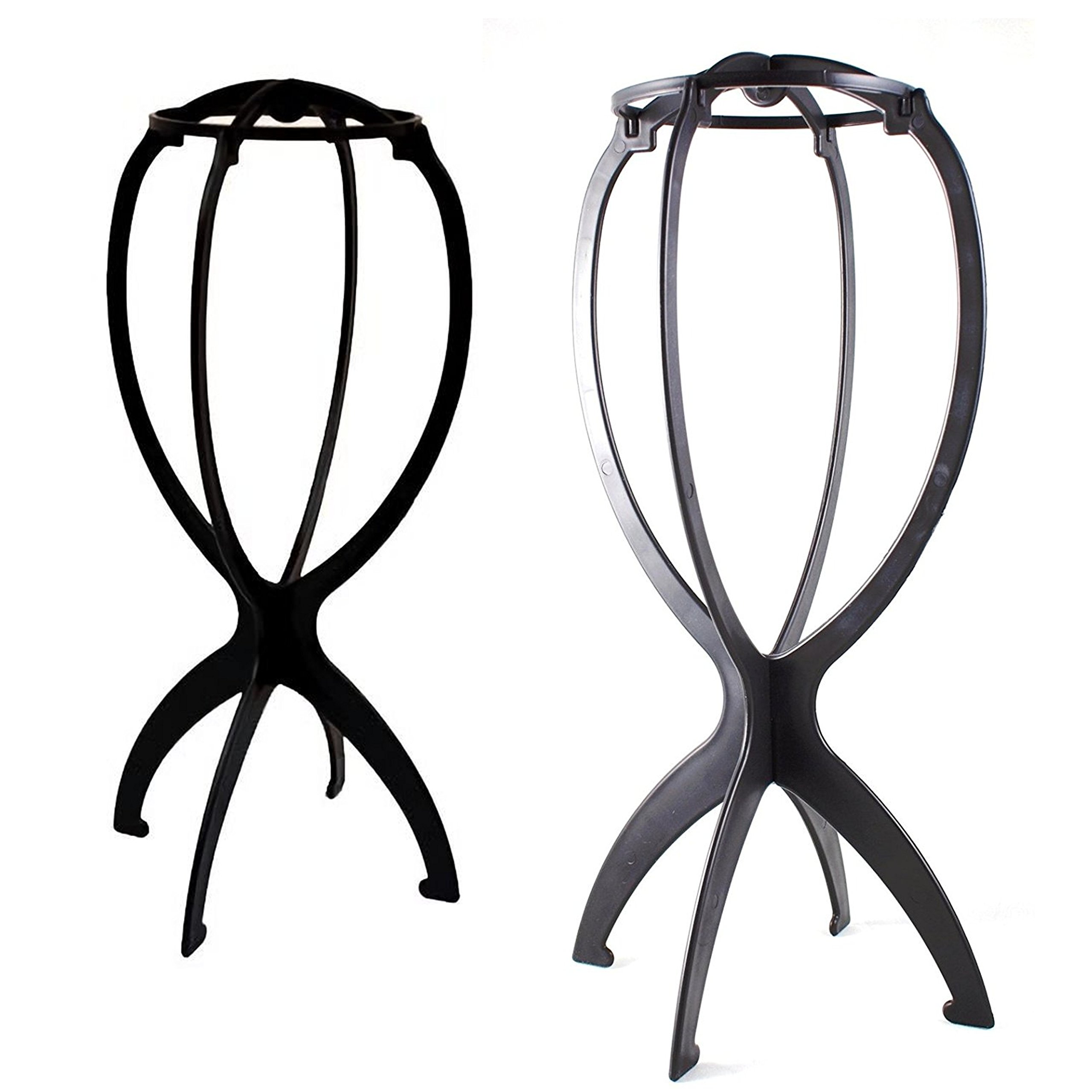 L-Peach 2Pack Multi-Purpose Folding Wig Stand Wig Dryer Stand Durable Wig Display Tool Foldable Flexible Plastic Wig Holder