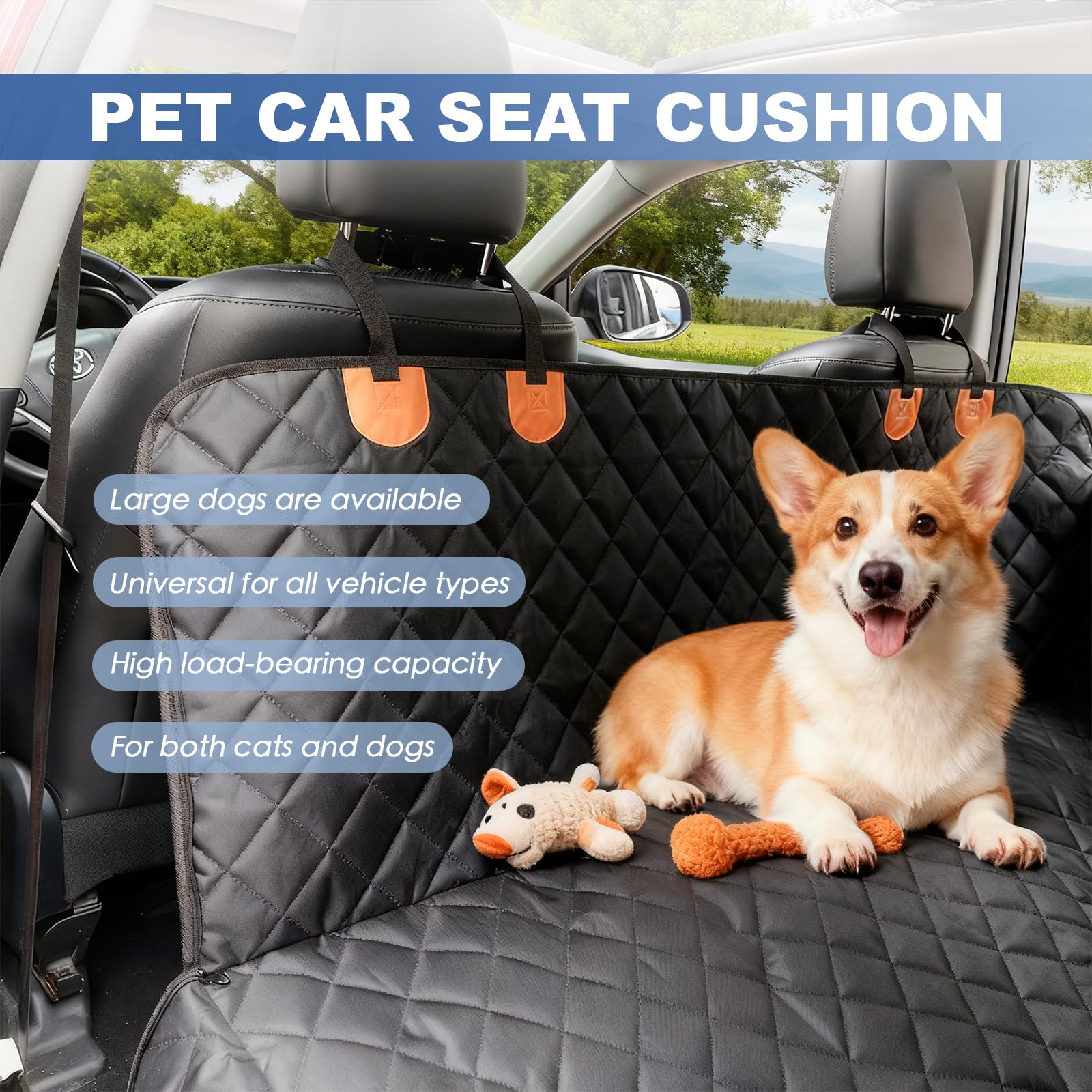 Leashelllinco Dog Back Seat Cover Hammock, Waterproof 600D Heavy Duty Dog Car Seat Cover with Side Flaps, Scratch-Resistant Bench Seat Protector for Cars, SUVs & Trucks Grey - image 6