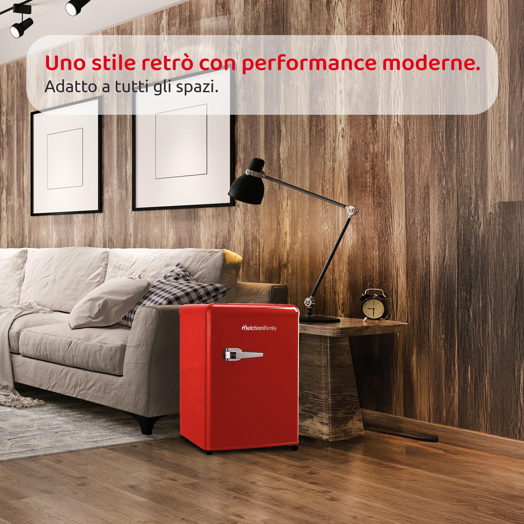 Melchioni Family | Frigorifero Siberia 45, Mini Frigo Vintage Rosso, Capacità da 45L, con Compressore e Comparto Extra Freddo